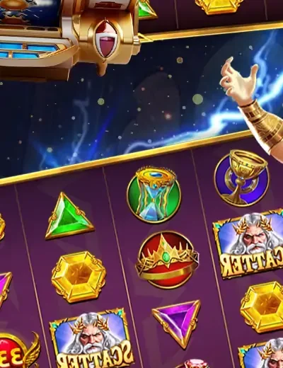 Detail artwork fc888: gulungan slot ungu dengan simbol mahkota, permata, dan scatter